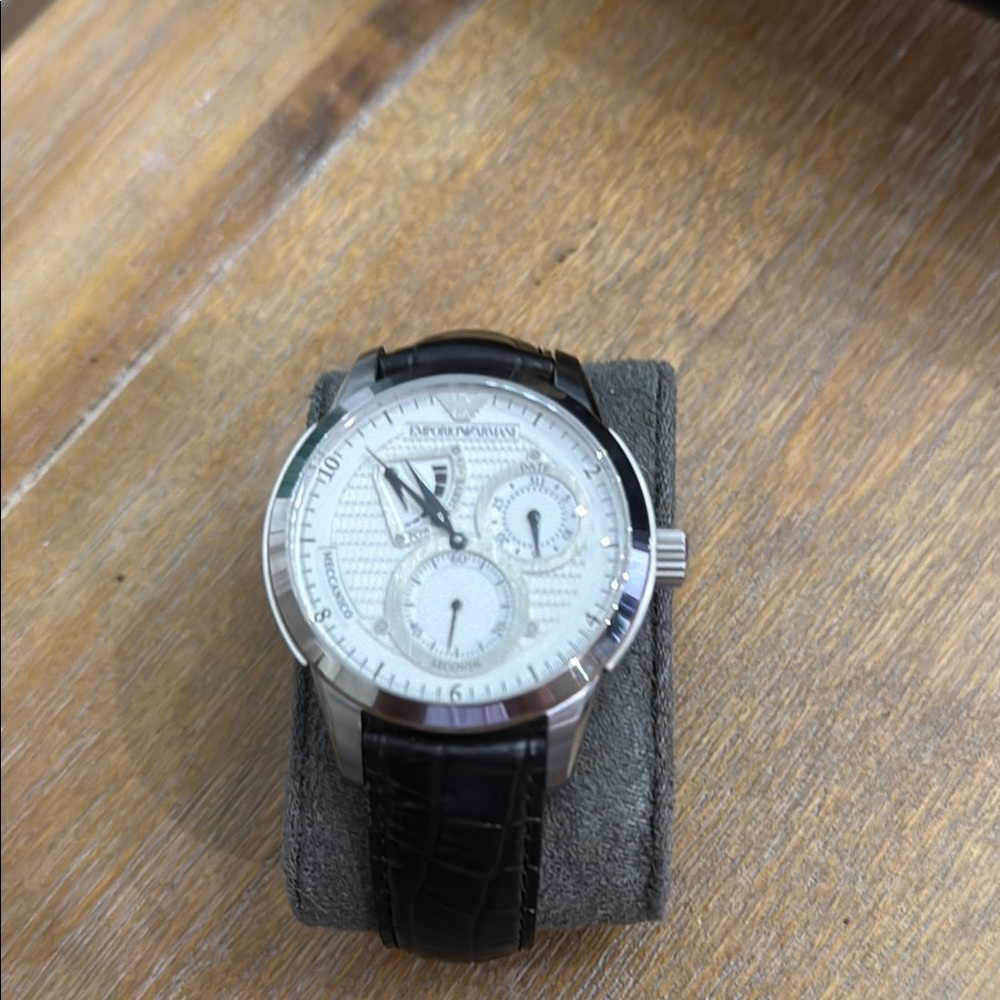 Emporio Armani Black and Silver Chronograph Watch